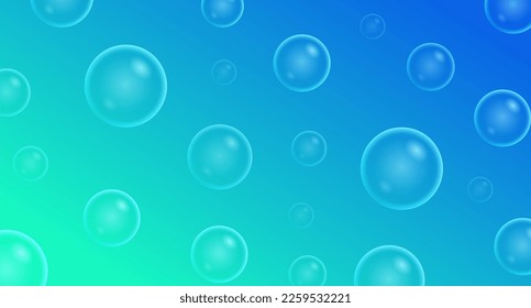 Blue background with air, soap bubbles, the personification of lightness, air. Backdrop for banners, posters or flyers, business, advertising and websites, presentations and marketing. Vector