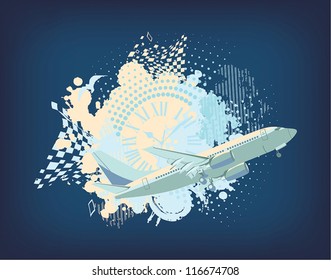 blue background with airplane