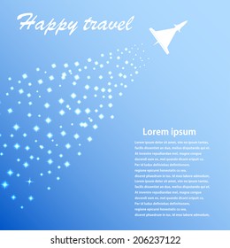 Blue background with airplane. Vector illustration