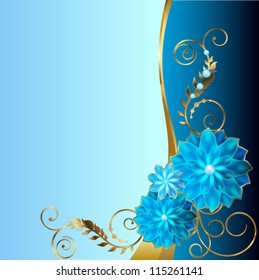 Fundo azul com vinheta floral angular