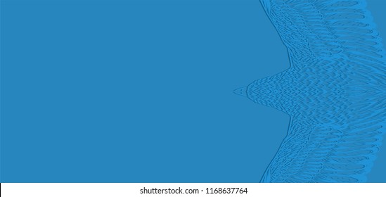 Blue background with animal print. Horizontal banner. Vector illustration.To be used for invitation card and busines card for tatoo salon.abstract backdrop with bird.Printed tee.