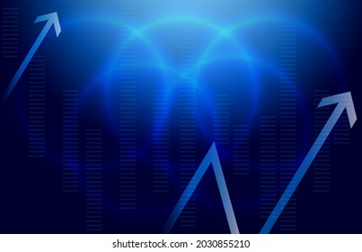 Blue background with arrows. Background for business presentation. Banner showing development 