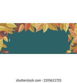 blue background. autumn leaves. an empty banner for text. vector illustration