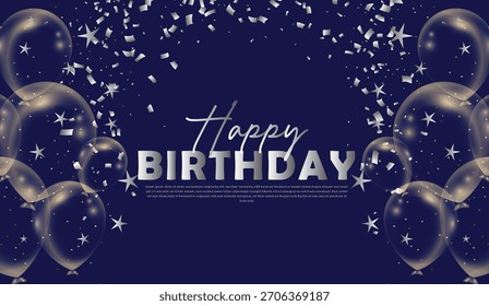 Um fundo azul com balões e uma mensagem feliz aniversário para você
