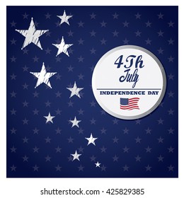 Blue background with a banner with text and stars for independence day celebrations