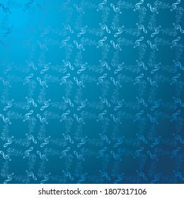 blue background with bended music notes  -  vector decorative musical pattern