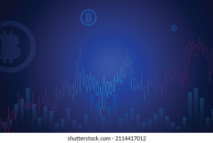 Blue background, Bitcoin crypto currency illustration vector for page, logo, card, banner, web and printing.
