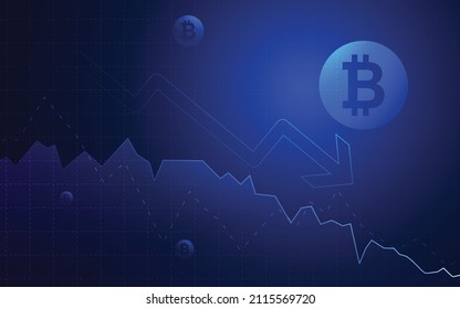 Blue background, Bitcoin crypto currency illustration vector for page, logo, card, banner, web and printing.