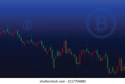 Fondo azul, vector de ilustración de moneda criptográfica de Bitcoin para página, logotipo, tarjeta, banner, web e impresión.