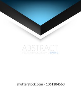 Blue background with black geometric triangle and white space overlap layer for text and background design