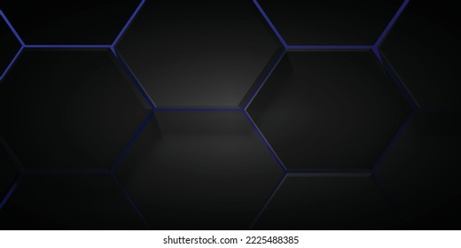 Blue background and black hexagon 