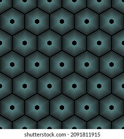BLUE BACKGROUND WITH BLACK VECTOR HEXAGONS