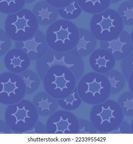 Blue background with blueberries. Decorative seamless pattern for wrapping paper, wallpaper, textile, greeting cards and invitations.