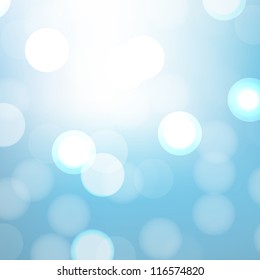 Blue Background With Bokeh And Blur, Vector Illustration