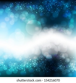 Blue Background With Bokeh And Blur. Vector EPS 10 illustration.