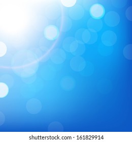 Blue Background With Bokeh And Star, With Gradient Mesh, Vector Illustration