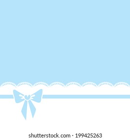 Blue background with bow and lace border