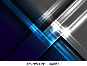 Blue background, bright design. Glowing lines.