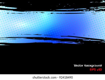 Blue background with brush stroke and place for text. Vector illustration