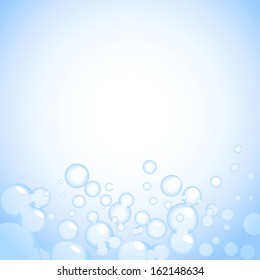 blue background with the bubbles and clean water