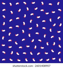 a blue background with a bunch of red and white socks