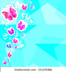 blue background with butterflies