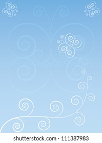 blue background with butterflies and floral elements vector illustration