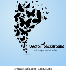 Blue background with butterflies silhouettes. eps10