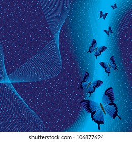 Blue background with butterfly