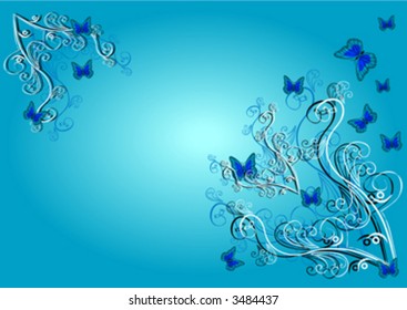 blue background with butterflys