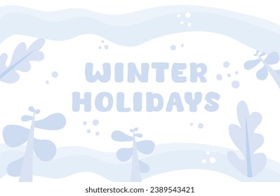 Blue background cartoon illustration for winter holidays concept. Perfect for celebration or sales.