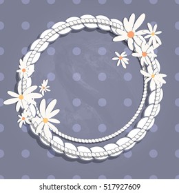 Blue background with chamomiles. Vector illustration. A background with cute flowers