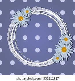 Blue background with chamomiles. Vector illustration. A background with cute flowers