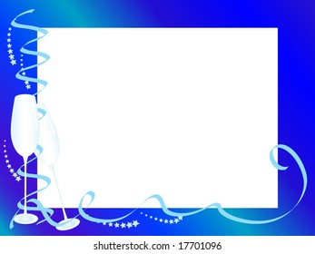 Blue background with champagne glasses