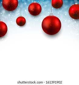 Fondo azul con bolas de navidad.