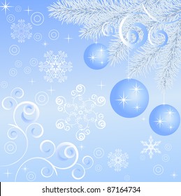 Blue background with Christmas balls
