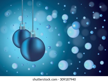 blue background with christmas balls, illustration