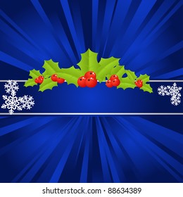 Blue background with christmas decorations. Vector illustration.