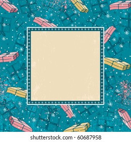 blue background with christmas gifts ,  vector illustration