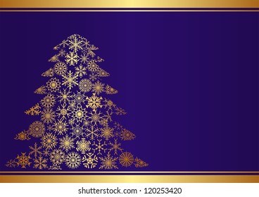 blue background with Christmas tree