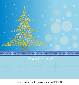 blue background with Christmas tree