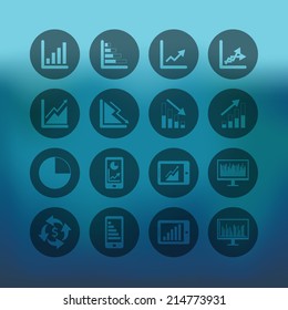 Blue background with circle Business Graph icon set