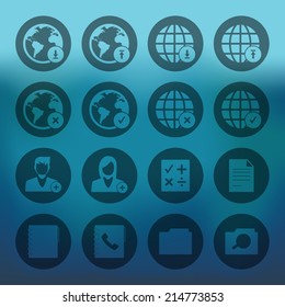 Blue background with circle mobile phone icons network set