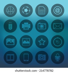 Blue background with circle mobile phone icons set