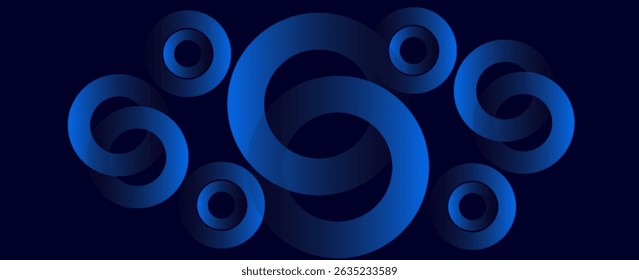 A blue background with circles of different sizes and colors. The circles are arranged in a way that creates a sense of movement and energy. Scene is dynamic and lively. vectors