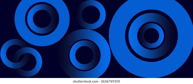 A blue background with circles of different sizes and colors. The circles are arranged in a way that creates a sense of movement and energy. Scene is dynamic and lively