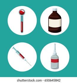 blue background circular frame with icons medicine