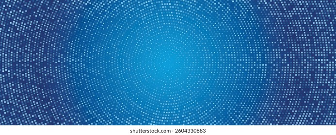 Blue background with circular mosaic texture. Disco ball at a glamorous nightclub party. Mirror shining pattern on bathroom, club or pool floor. Vector Illustration