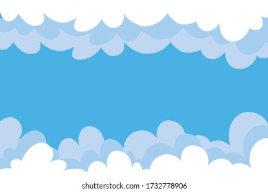 Blue background with clouds. Frame for the design.