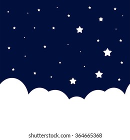 Blue background with clouds. Place for your text.